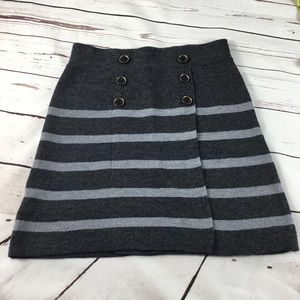 Ann Taylor Gray Striped Sweater Skirt Size XXS